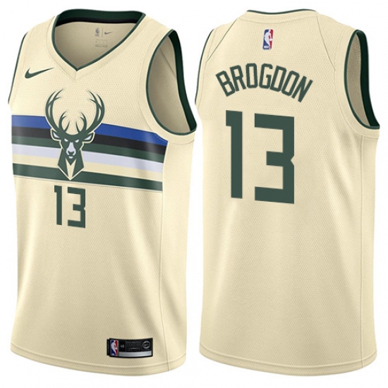 Youth Nike Milwaukee Bucks #13 Malcolm Brogdon Swingman Cream NBA Jersey - City Edition - Ujersey