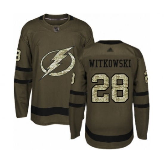 Youth Tampa Bay Lightning #28 Luke Witkowski Authentic Green Salute to Service Hockey Jersey