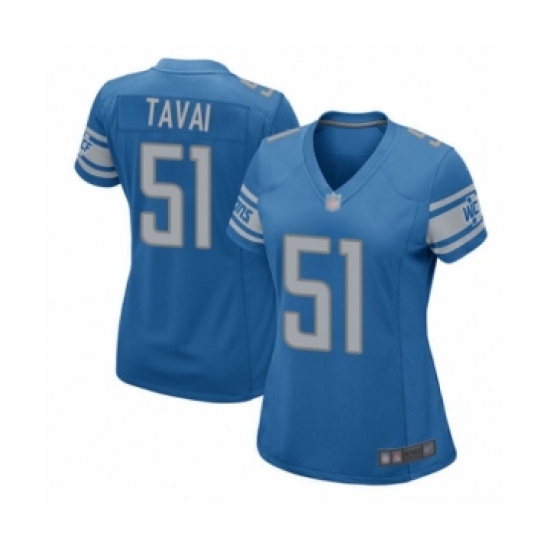 Women's Detroit Lions #51 Jahlani Tavai Game Blue Team Color Football Jersey - Ujersey