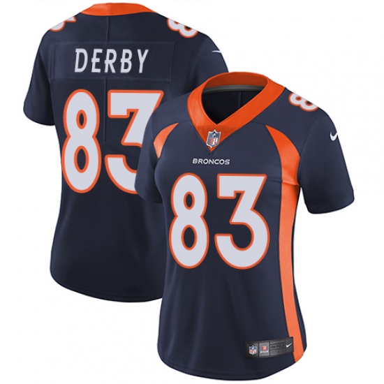 Women's Nike Denver Broncos #83 A.J. Derby Navy Blue Alternate Vapor Untouchable Limited Player NFL Jersey - Ujersey