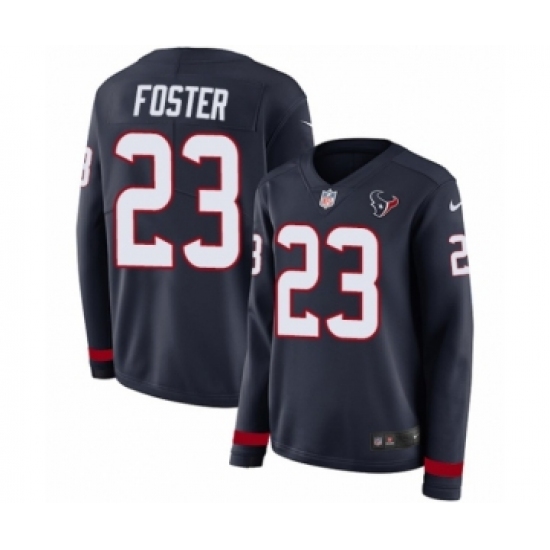 Women's Nike Houston Texans #23 Arian Foster Limited Navy Blue Therma Long Sleeve NFL Jersey - Ujersey