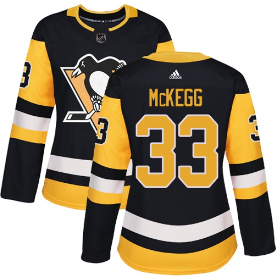 Women's Adidas Pittsburgh Penguins #33 Greg McKegg Authentic Black Home NHL Jersey - Ujersey