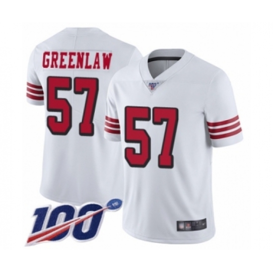 Youth San Francisco 49ers #57 Dre Greenlaw Limited White Rush Vapor Untouchable 100th Season Football Jersey - Ujersey