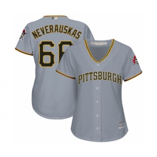 Women's Pittsburgh Pirates #66 Dovydas Neverauskas Authentic Grey Road Cool Base Baseball Player Jersey - Ujersey