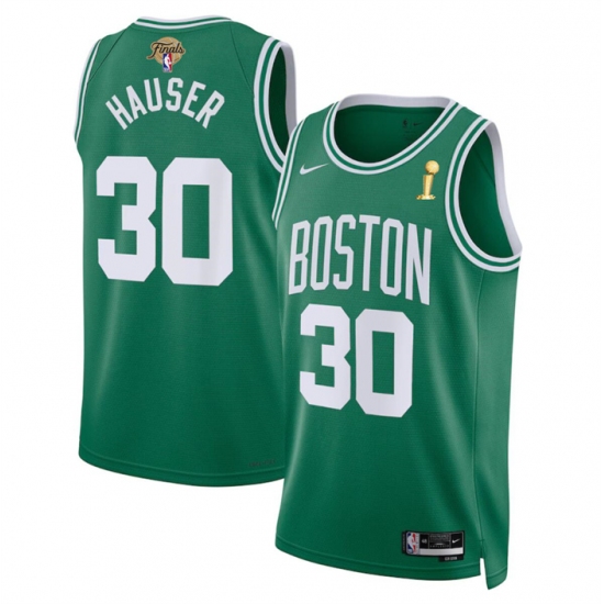 Men's Boston Celtics #30 Sam Hauser Kelly Green 2024 Finals Champions Icon Edition Stitched Basketball Jersey - Ujersey