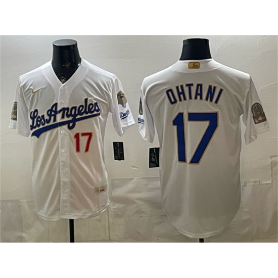 Men's Los Angeles Dodgers #17 Shohei Ohtani White 2026 Gold Collection 9x & B2B Champs Stitched Baseball Jersey - Ujersey