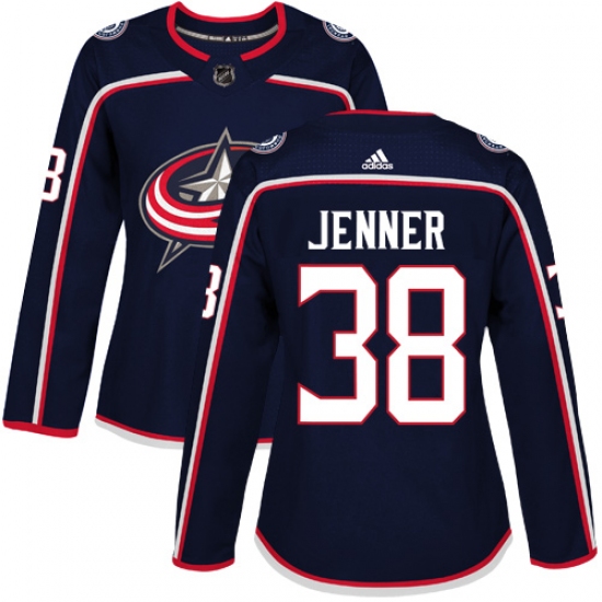 Women's Adidas Columbus Blue Jackets #38 Boone Jenner Authentic Navy Blue Home NHL Jersey - Ujersey