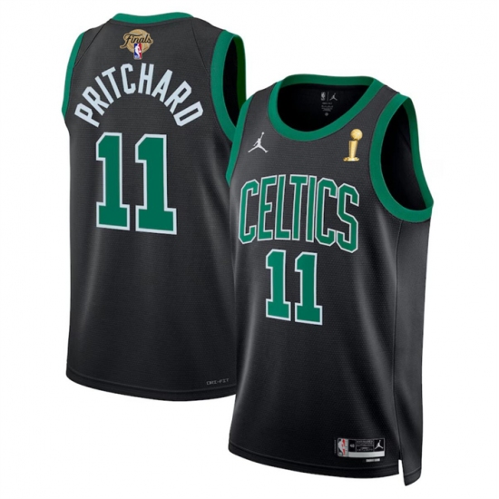 Men's Boston Celtics #11 Payton Pritchard Black 2024 Finals Champions Statement Edition Stitched Basketball Jersey - Ujersey