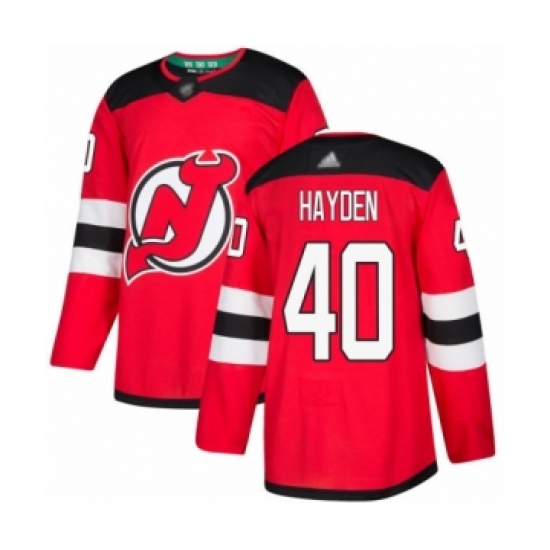 Men's New Jersey Devils #40 John Hayden Authentic Red Home Hockey Jersey