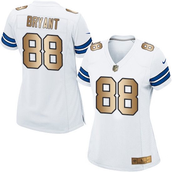 Women's Nike Dallas Cowboys #88 Dez Bryant Elite White/Gold NFL Jersey - Ujersey