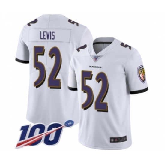 Men's Baltimore Ravens #52 Ray Lewis White Vapor Untouchable Limited Player 100th Season Football Jersey - Ujersey