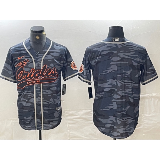 Men's Baltimore Orioles Blank Gray Camo Cool Base Stitched Jersey - Ujersey