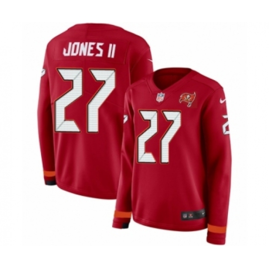 Women's Nike Tampa Bay Buccaneers #27 Ronald Jones II Limited Red Therma Long Sleeve NFL Jersey - Ujersey