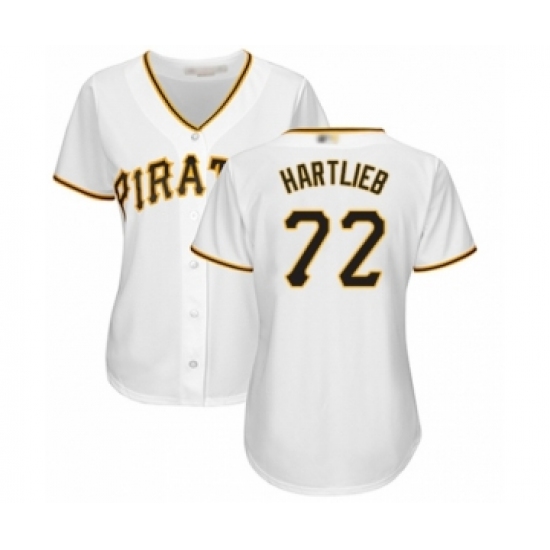 Women's Pittsburgh Pirates #72 Geoff Hartlieb Authentic White Home Cool Base Baseball Player Jersey - Ujersey