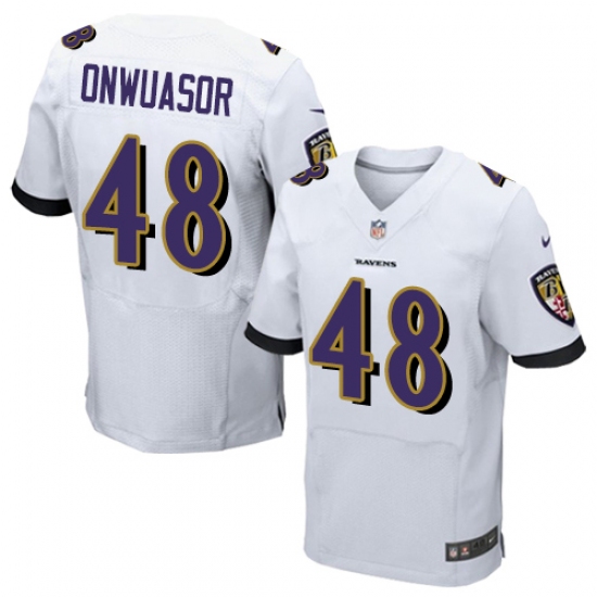 Men's Nike Baltimore Ravens #48 Patrick Onwuasor Elite White NFL Jersey - Ujersey