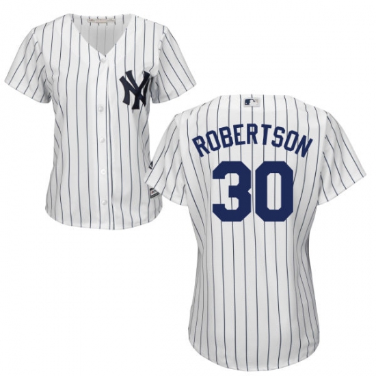 Women's Majestic New York Yankees #30 David Robertson Authentic White Home MLB Jersey - Ujersey