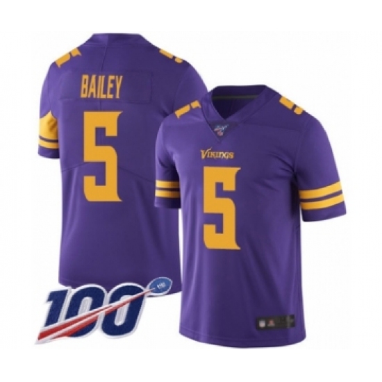 Men's Minnesota Vikings #5 Dan Bailey Limited Purple Rush Vapor Untouchable 100th Season Football Jersey - Ujersey