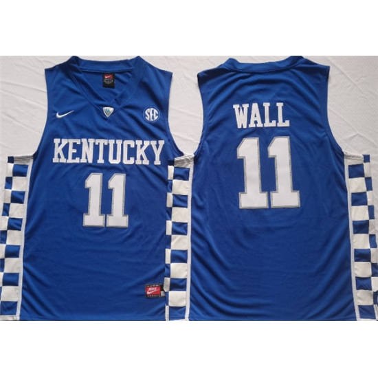 Men's Kentucky Wildcats #11 John Wall Blue Stitched Jersey - Ujersey