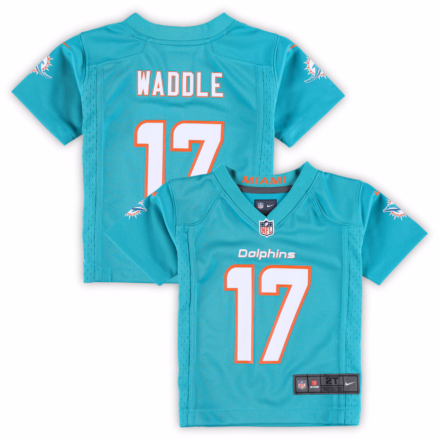 Toddler Miami Dolphins Jaylen Waddle Nike Aqua Game Jersey - Ujersey