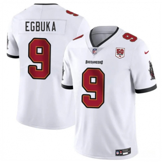 Men's Tampa Bay Buccaneers #9 Emeka Egbuka White 2025 Draft 50th Anniversary Vapor Untouchable Limited Football Stitched Jersey - Ujersey