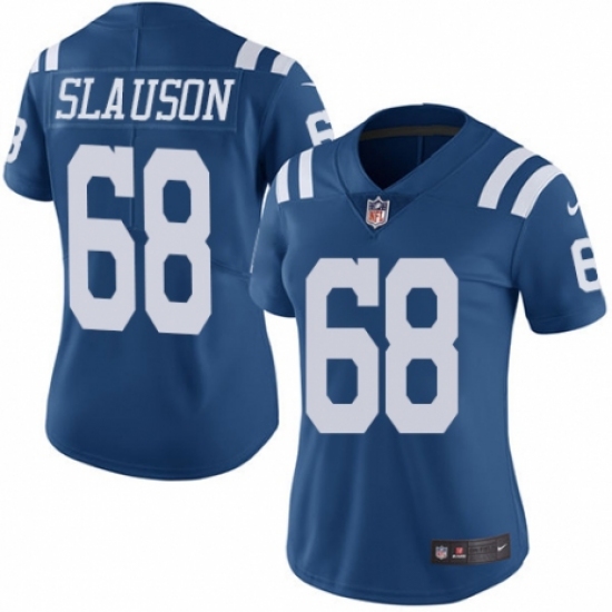 Women's Nike Indianapolis Colts #68 Matt Slauson Limited Royal Blue Rush Vapor Untouchable NFL Jersey - Ujersey