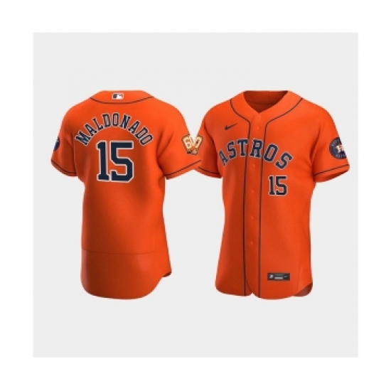 Men's Houston Astros #15 Martín Maldonado Orange 60th Anniversary Flex Base Stitched Baseball Jersey - Ujersey