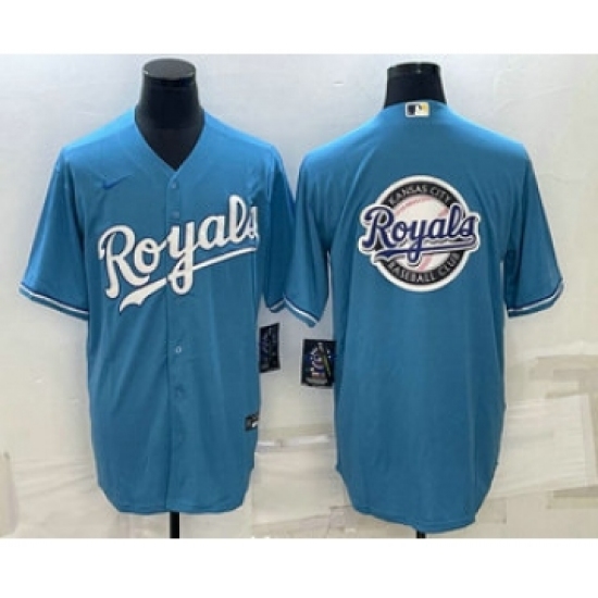 Men's Kansas City Royals Big Logo Blue Stitched MLB Cool Base Nike Jersey - Ujersey