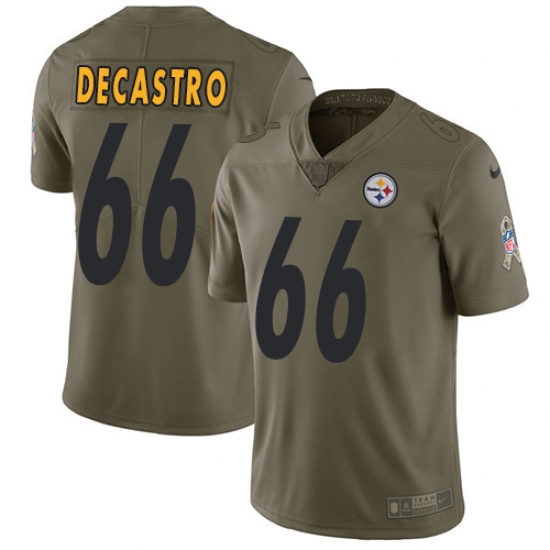 Men's Nike Pittsburgh Steelers #66 David DeCastro Limited Olive 2017 Salute to Service NFL Jersey - Ujersey