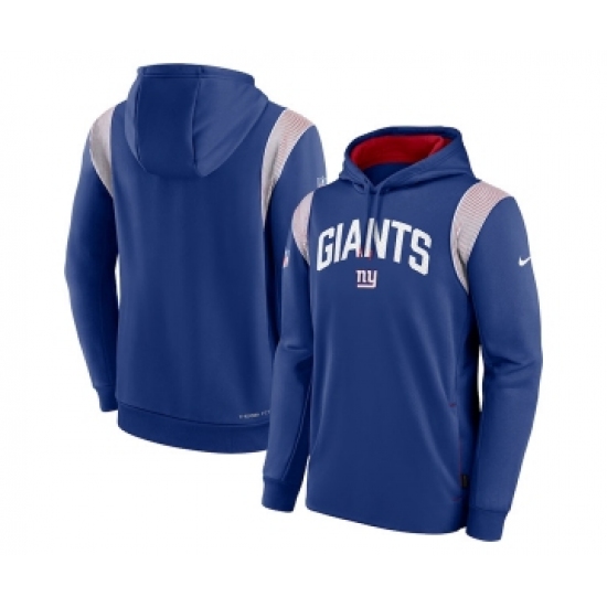 Mens New York Giants Blue Sideline Stack Performance Pullover Hoodie - Ujersey