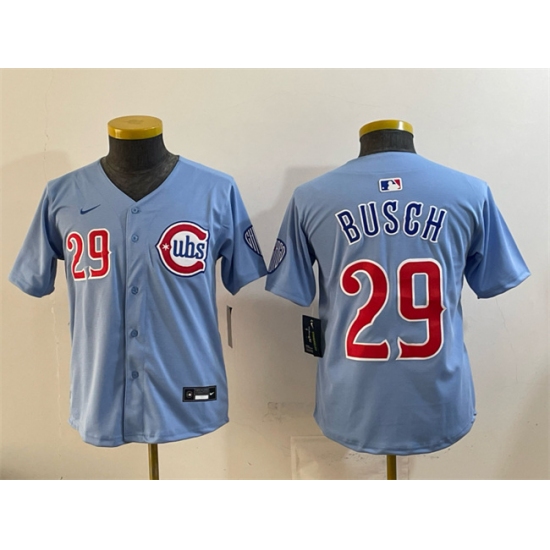 Youth Chicago Cubs #29 Michael Busch Blue Limited Stitched Baseball Jersey - Ujersey