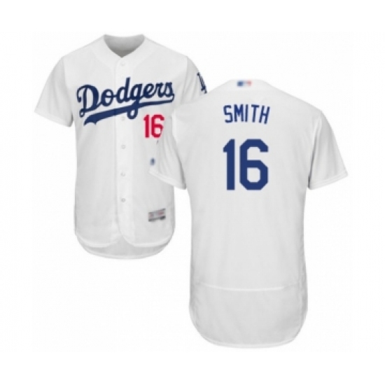 Men's Los Angeles Dodgers #16 Will Smith White Home Flex Base Authentic Collection Baseball Player Jersey - Ujersey