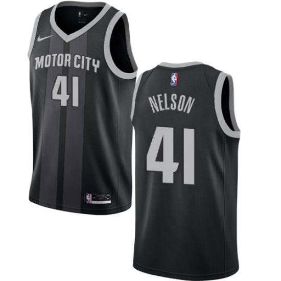 Youth Nike Detroit Pistons #41 Jameer Nelson Swingman Black NBA Jersey - City Edition - Ujersey
