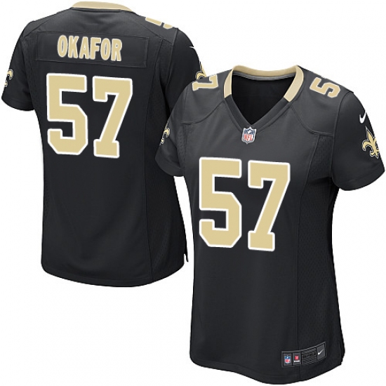 Women's Nike New Orleans Saints #91 Alex Okafor Game Black Team Color NFL Jersey - Ujersey