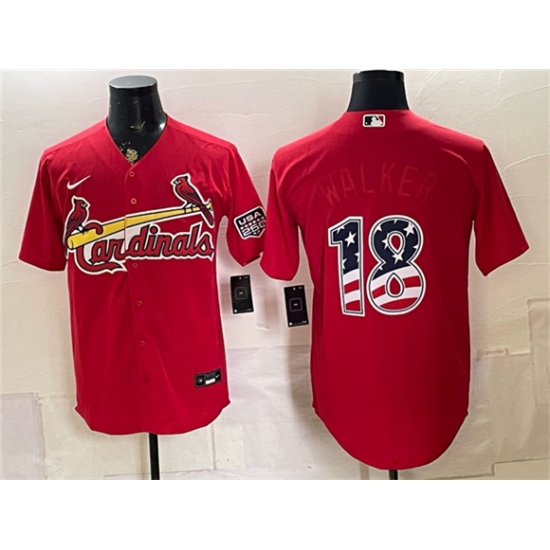 Men's St. Louis Cardinals #18 Jordan Walker Red USA 250 Fourth of July Stitched Baseball Jersey - Ujersey