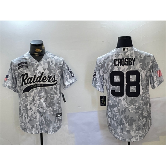 Men's Las Vegas Raiders #98 Maxx Crosby 2024 Arctic Camo Salute To Service Stitched Baseball Jersey - Ujersey