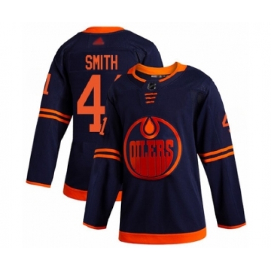Youth Edmonton Oilers #41 Mike Smith Authentic Navy Blue Alternate Hockey Jersey - Ujersey