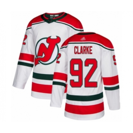 Men's New Jersey Devils #92 Graeme Clarke Authentic White Alternate Hockey Jersey - Ujersey