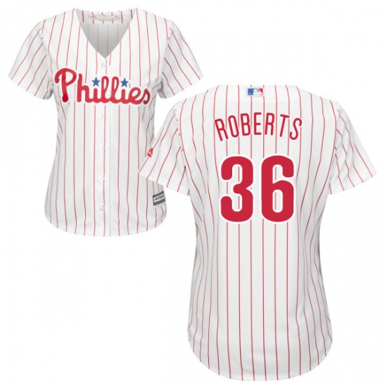 Women's Majestic Philadelphia Phillies #36 Robin Roberts Authentic White/Red Strip Home Cool Base MLB Jersey - Ujersey