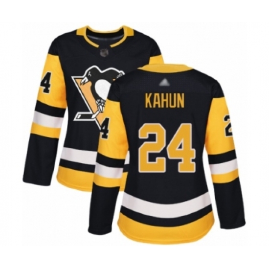 Women's Pittsburgh Penguins #24 Dominik Kahun Authentic Black Home Hockey Jersey - Ujersey
