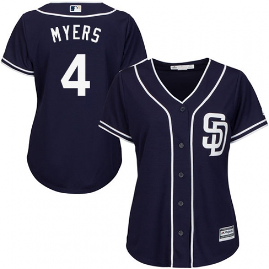 Women's Majestic San Diego Padres #4 Wil Myers Authentic Navy Blue Alternate 1 Cool Base MLB Jersey - Ujersey