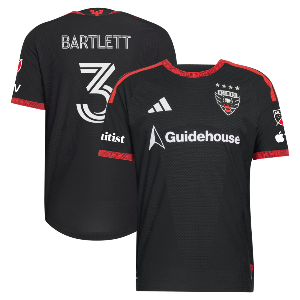 Men's D.C. United Lucas Bartlett adidas Black 2026 Black-and-Red Kit On-Field Authentic Patch Jersey - Ujersey