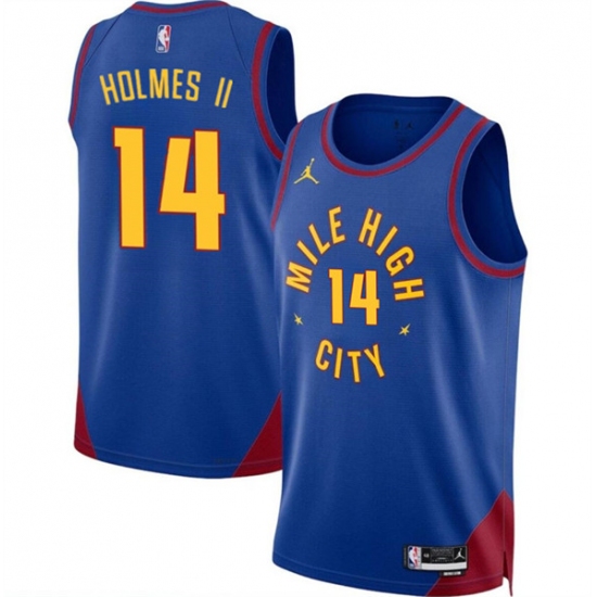 Men's Denver Nuggets #14 DaRon Holmes II Blue 2024 Draft Statement Edition Stitched Basketball Jersey - Ujersey