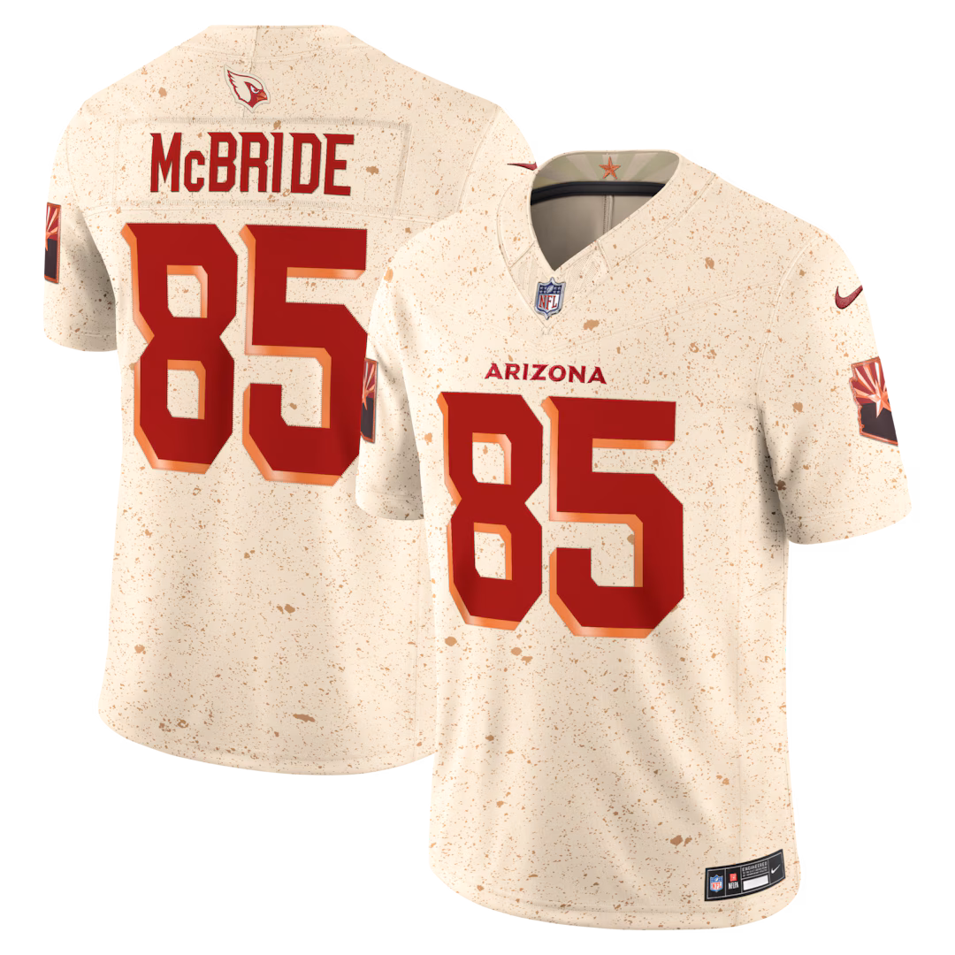 Men's Arizona Cardinals Trey McBride Nike Natural 2025 Rivalries Collection Stitched Limited Jersey