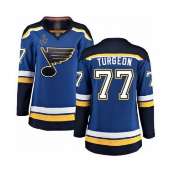 Women's St. Louis Blues #77 Pierre Turgeon Fanatics Branded Royal Blue Home Breakaway 2019 Stanley Cup Final Bound Hockey Jersey - Ujersey