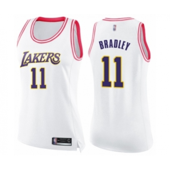 Women's Los Angeles Lakers #11 Avery Bradley Swingman White Pink Fashion Basketball Jersey - Ujersey