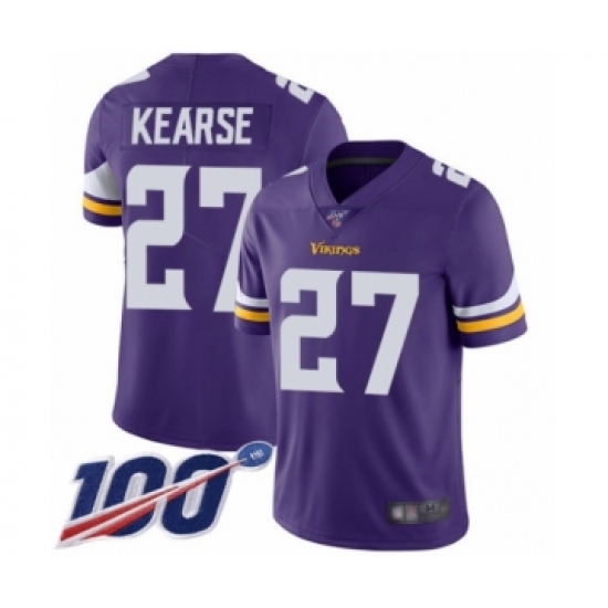 Men's Minnesota Vikings #27 Jayron Kearse Purple Team Color Vapor Untouchable Limited Player 100th Season Football Jersey - Ujersey