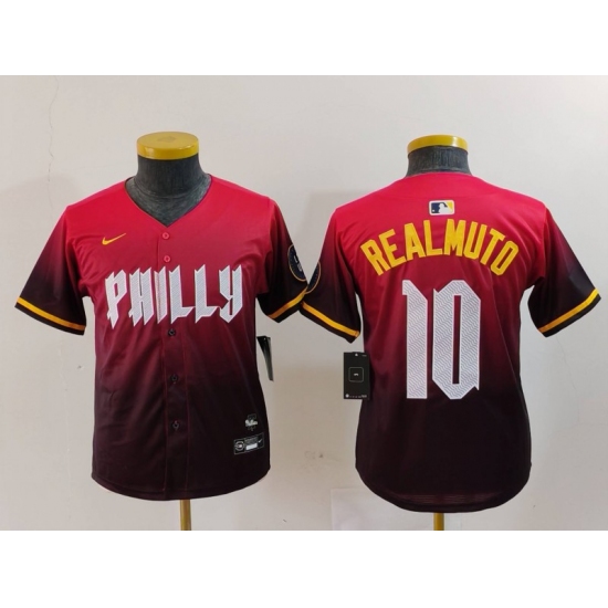 Youth Philadelphia Phillies #10 JT Realmuto Red 2024 City Connect Limited Jersey - Ujersey