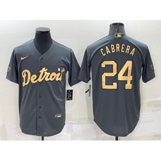 Men's Detroit Tigers #24 Miguel Cabrera Grey 2022 All Star Stitched Cool Base Nike Jersey - Ujersey