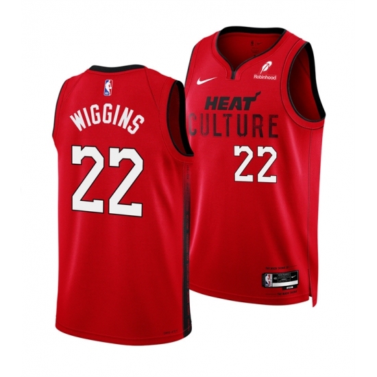 Men's Miami Heat #22 Andrew Wiggins Red 2025 City Edition Stitched Basketball Jersey