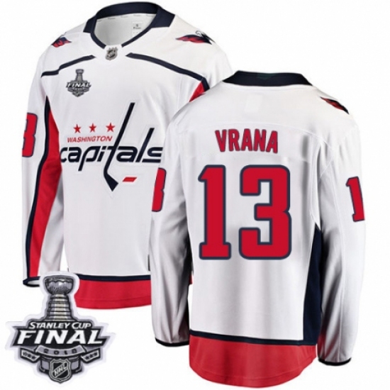 Youth Washington Capitals #13 Jakub Vrana Fanatics Branded White Away Breakaway 2018 Stanley Cup Final NHL Jersey - Ujersey